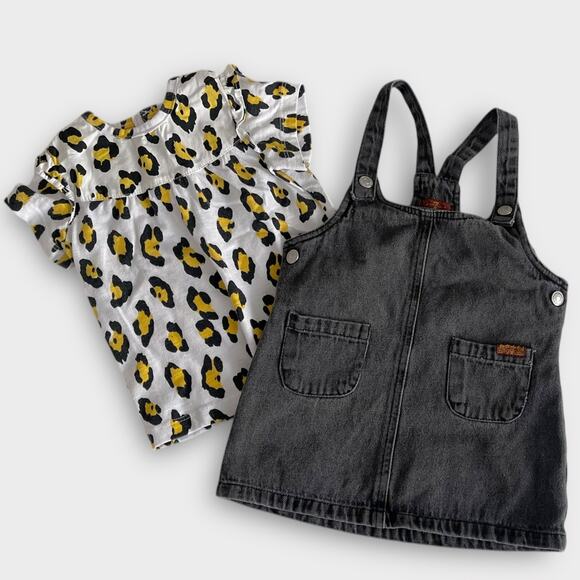 7 For All Mankind Baby Toddler Outfit – 2T Tee & Denim Dress Set Girls Casual - Picture 1 of 4